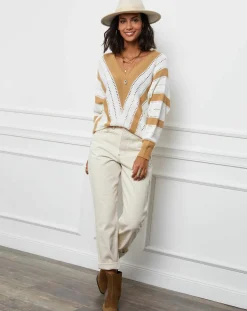 Pull Anna camel/blanc-L'Armoire de Suzette Discount