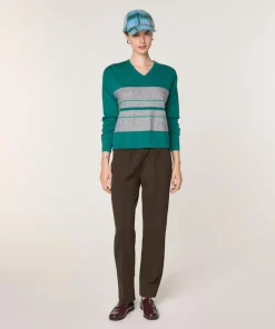 Femme Rodier Pulls^Pull Anne-Élodie 100% Laine col V rayures vert canard