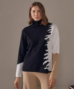 Femme Rodier Pulls^Pull Azalée, jacquard, col roulé noir