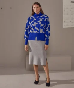 Pull Azalée, jacquard, col roulé bleu outremer-Rodier Hot
