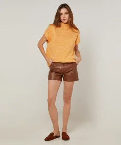 Pull Bachira col roulé sans manches jaune-Rodier Sale