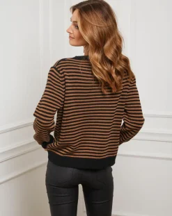 Pull Benedicte noir/camel-Fleur de cachemire