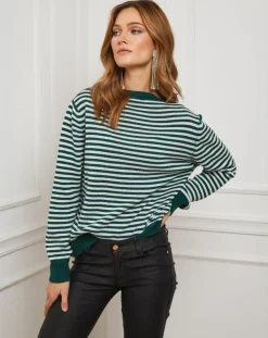 Femme Fleur de cachemire Pulls^Pull Benedicte vert/ecru