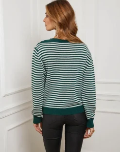 Femme Fleur de cachemire Pulls^Pull Benedicte vert/ecru