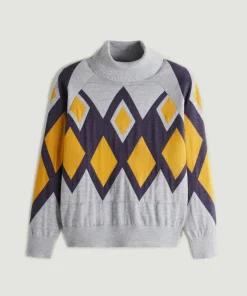 Pull Bethsabée 100% laine col roulé jacquard gris souris-Rodier Best