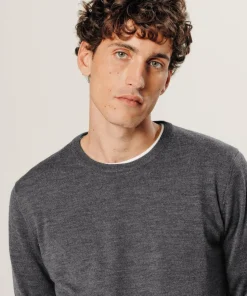 Homme Rodier Pulls^Pull Brice 100% laine col rond gris foncé
