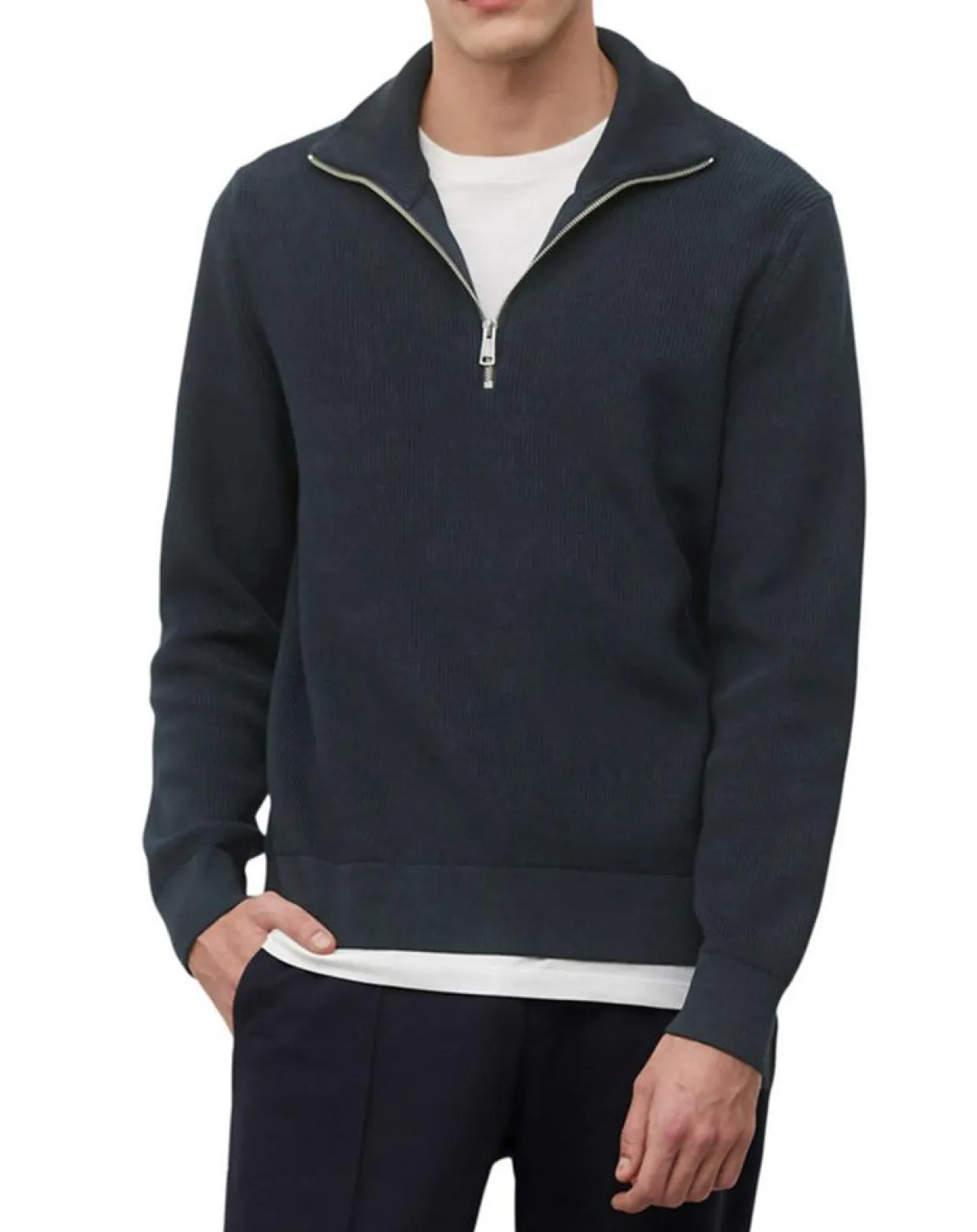 Homme Marc O'Polo Pulls^Pull Camioneur Cotelé bleu marine