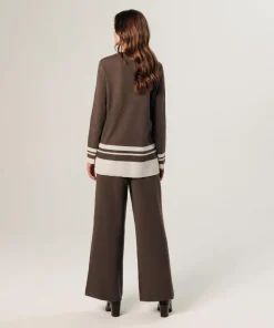 Femme Rodier Pulls^Pull Cheyenne rayures inférieures marron havane