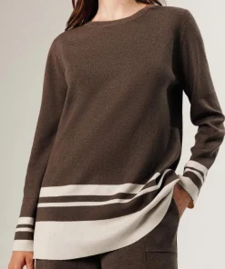 Femme Rodier Pulls^Pull Cheyenne rayures inférieures marron havane