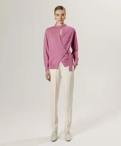 Pull Chimène 100% laine cache-coeur rose bonbon-Rodier Clearance
