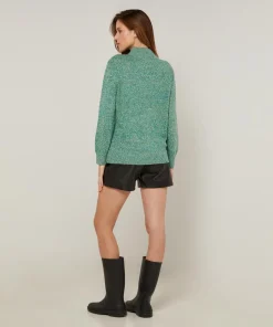 Pull chiné Aïcha col montant vert-Rodier Best