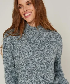Pull chiné Barbe col montant bleu-Rodier Clearance