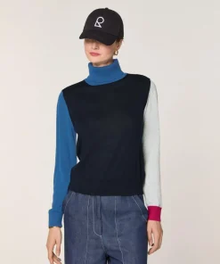 Femme Rodier Pulls^Pull Chloey 100% Laine col roulé multicolore bleu marine