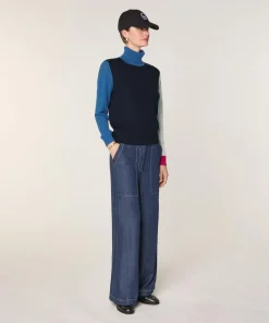 Femme Rodier Pulls^Pull Chloey 100% Laine col roulé multicolore bleu marine