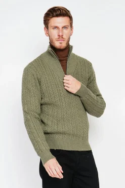 Pull col camionneur kaki-C&Jo Outlet