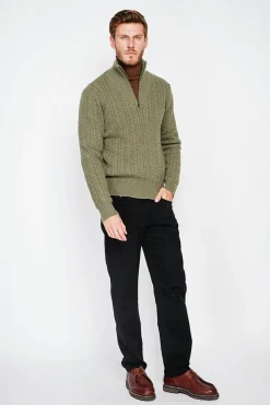 Pull col camionneur kaki-C&Jo Outlet