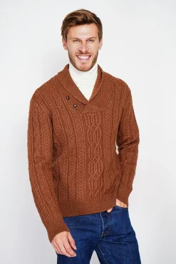 Homme C&Jo Pulls^Pull col chale marron