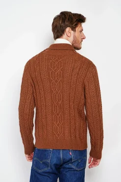 Homme C&Jo Pulls^Pull col chale marron