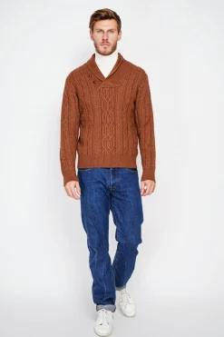 Homme C&Jo Pulls^Pull col chale marron