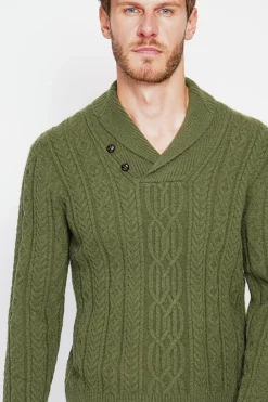 Pull col châle kaki-C&Jo Hot