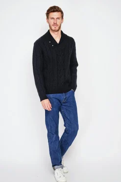 Homme C&Jo Pulls^Pull col châle noir