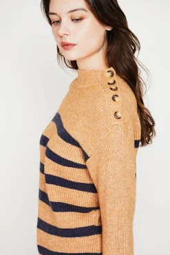 Femme C&Jo Pulls^Pull col montant ajouré nougat