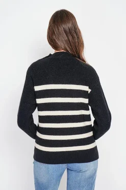 Femme C&Jo Sweats^Pull col montant ajouré noir