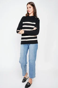 Femme C&Jo Sweats^Pull col montant ajouré noir
