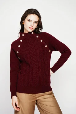 Femme C&Jo Sweats^Pull col montant bordeaux