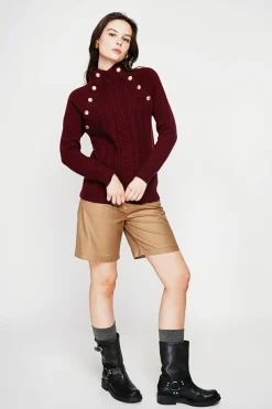 Femme C&Jo Sweats^Pull col montant bordeaux