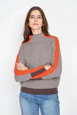 Pull col montant café-C&Jo