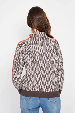 Pull col montant café-C&Jo
