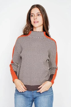 Pull col montant café-C&Jo
