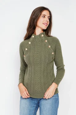 Femme C&Jo Pulls^Pull col montant kaki