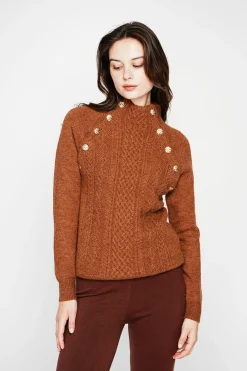 Pull col montant marron-C&Jo New