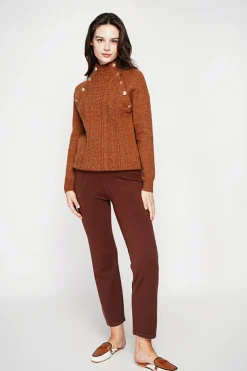 Pull col montant marron-C&Jo New