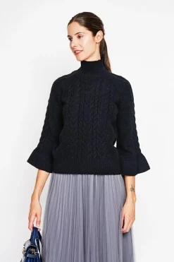 Femme Assuili Sweats^Pull col montant torsadé noir