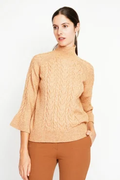 Femme Assuili Sweats^Pull col montant torsadé nougat