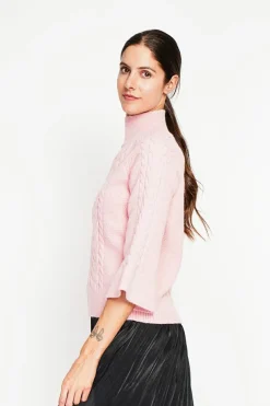 Pull col montant torsadé poudre-Assuili New