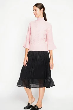 Pull col montant torsadé poudre-Assuili New