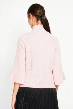 Pull col montant torsadé poudre-Assuili New