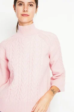 Pull col montant torsadé poudre-Assuili New