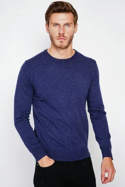 Homme C&Jo Pulls^Pull col ras de cou bleu nuit