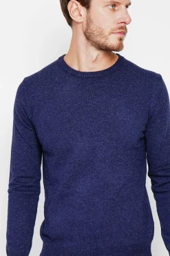Homme C&Jo Pulls^Pull col ras de cou bleu nuit