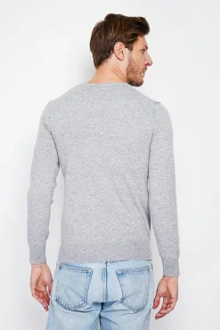 Homme C&Jo Pulls^Pull col ras de cou flanelle