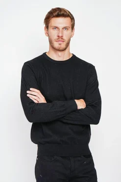 Pull col ras de cou noir-C&Jo Sale