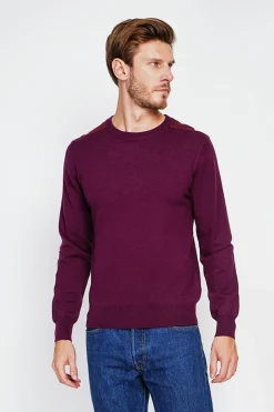 Pull col rond bordeaux-C&Jo Outlet