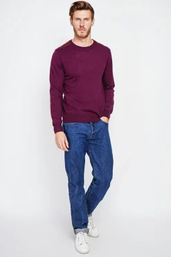 Pull col rond bordeaux-C&Jo Outlet