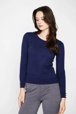 Femme C&Jo Pulls^Pull col rond classique bleu nuit