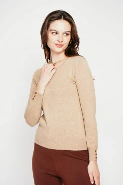 Pull col rond classique nougat-C&Jo Outlet